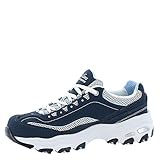 Skechers Sport Women's D'Lites Memory Foam Lace-up Sneaker,Navy/White,9.5 W US