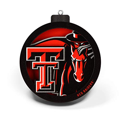 YouTheFan NCAA Texas Tech Red Raiders 3D Logo Series Ornament, team colors, Large