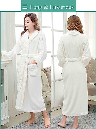 Image of Artfasion Womens Long Fleece Robe - Warm Soft Floor Length Flannel Bathrobes for Winter Thicker Long House Coat with Pockets