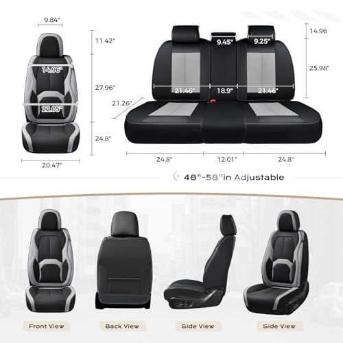 Image of Coverado Car Seat Covers, Leather Seat Covers Full Set, Waterproof Car Seat Protector with Lumbar Support, Automotive Seat Covers Seat Cushions Universal Fit for Most Cars SUV Trucks, (Black&Beige)
