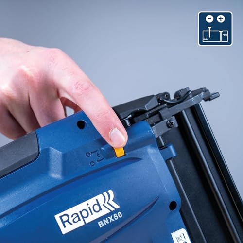 Rapid BNX50 - Cloueuse Électrique 18V - Sans Fil à Batterie, Profondeur de Clouage Réglable, Tir Coup par Coup & en Rafale, pour Plinthes & Encadrements de Fenêtres - Batterie Non Incluse (5001501)