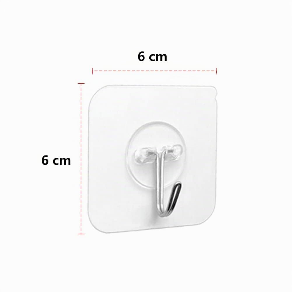 PaiLeWei Gancio Adesivo - 6 pezzi Autoadesivi Ganci Adesivi Trasparenti 5 kg (max), per Bagno, Cucina, Soffitto, Appendere, Parete, Porta, Accappatoi, Portasciugamani (6 Pezzi)