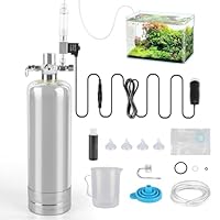 JAOGAUS 2L CO2 Anlage Aquarium Komplett-Set, Edelstahl Aquarium CO2-Generator, CO2 Flasche 2kg, Kohlenstoffdioxid-Reaktor-Kit, mit Magnetventil, Diffusor, Visueller Blasenzähler, für Aquarienpflanzen