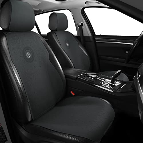 Tapha Luxury Suede Leather Universal Car Seat Cover With Headrest, Ultra-Thin And Breathable, Highlight Car Interior With Suede Leather, 5 Pcs – Full Set Front Rear Seat Covers (Black) #TOP7