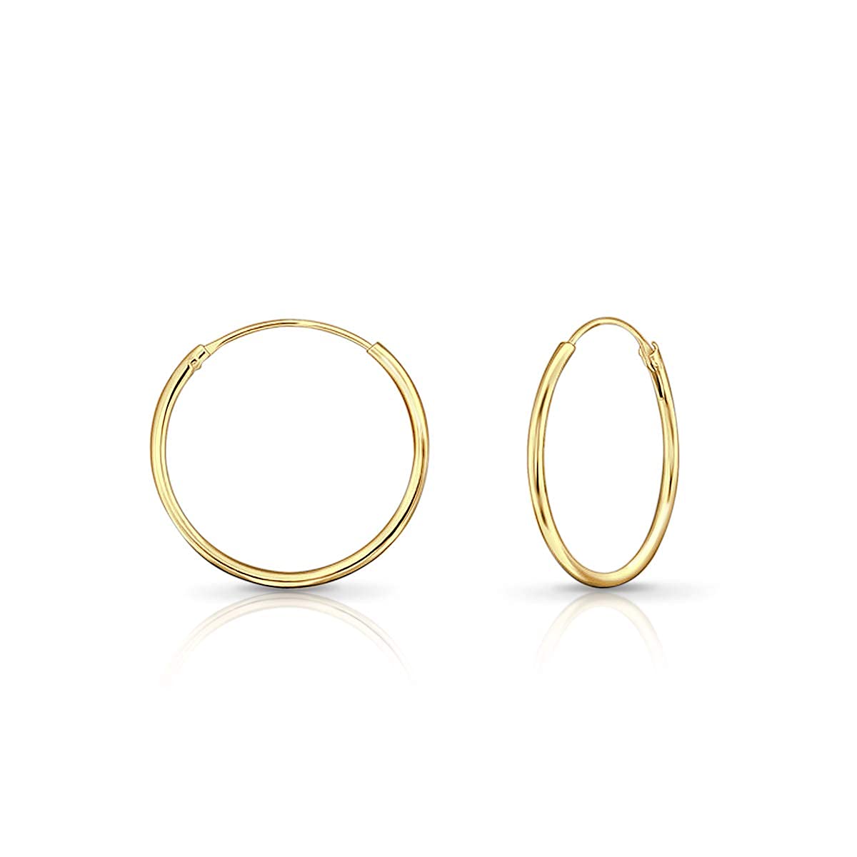 DTPsilver Pendientes Aros Oro Mujer - Pendientes Aro Mujer Plata de Ley 925 Chapados Oro Amarillo - Pendientes Aro Hombre Mujer Niña - Espesor 1.5 mm - Diámetro 8,10,12,14,16,18,20,25,30,40,50,60,70,80 mm