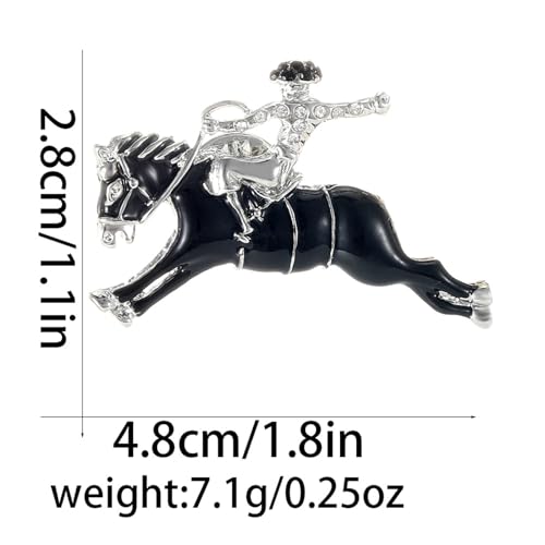 Image of Dreuyet Horse Brooch Pin Horse Racing Suit Lapel Pin for Women Men Rhinestone Antique Gold Horse Animal Brooch Clothing Outfits Accessory Jewelry
