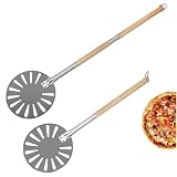 9 Inch Turning Pizza Peel with Detachable Wood Handle, Pizza Turner, Stainless Steel Perforated Pizza Turning Peel, Luxury Pizza Paddle, Pizza Oven Accessories