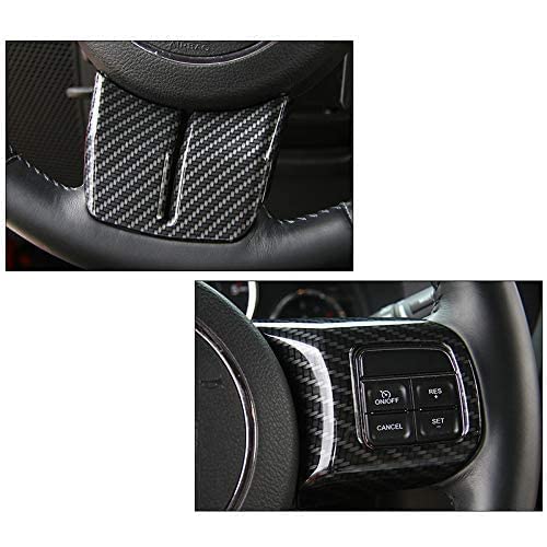 JeCar Interior Steering Wheel Decoration Trim Kits For Jeep Wrangler 2011-2017 JK Unlimited Patriot Compass & Grand Cherokee 2011-2013 (Carbon fiber texture) by JeCar - Image 3
