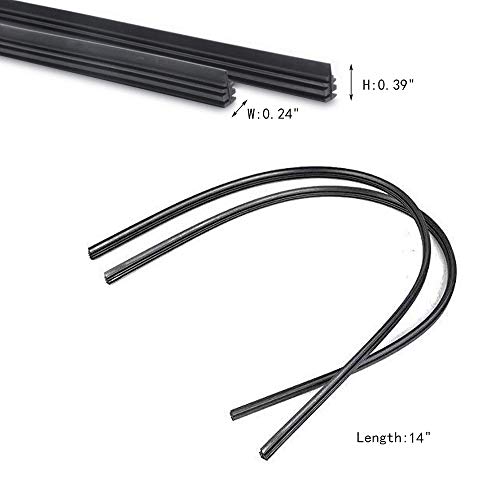 Yahpetes Car Wiper Blade 2 Pcs Windshield Wiper Rubber Strip 14" Car Vehicle Insert Rubber Strip Wiper Blade Natural Rubber Boneless Wiper For Car Bus Black (14") #TOP1