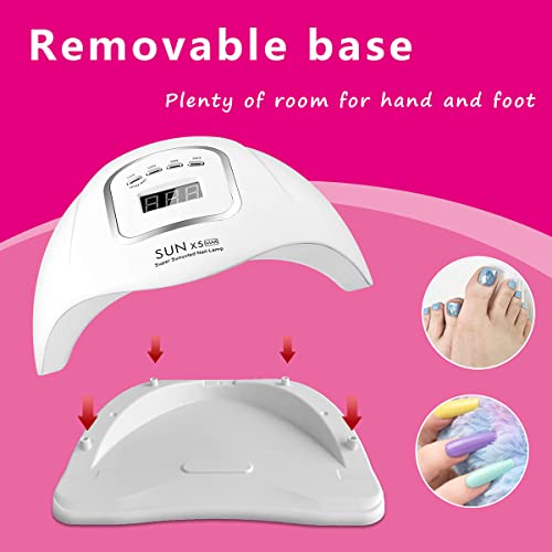 Kfe Hardware Uv Gel Nail Lamp,150W Uv Nail Dryer Led Light For Gel Polish-4 Timers Professional Nail Art Accessories, Curing Gel Toe Nails, White (Pink) #TOP6