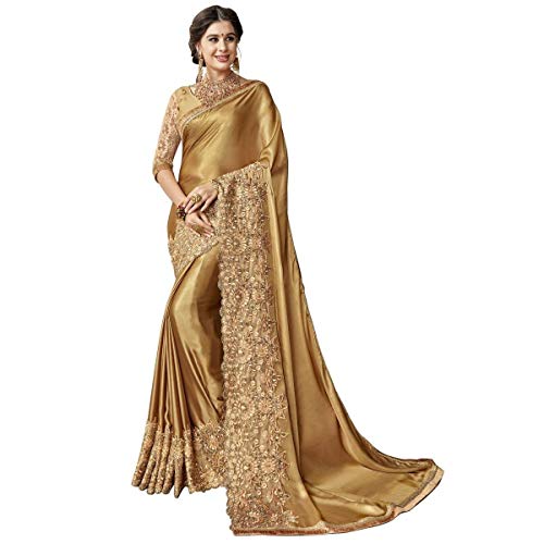 Magneitta Women's Designer Embroidered Saree Sari with Blouse Piece (Navy Blue & Grey) (97105)