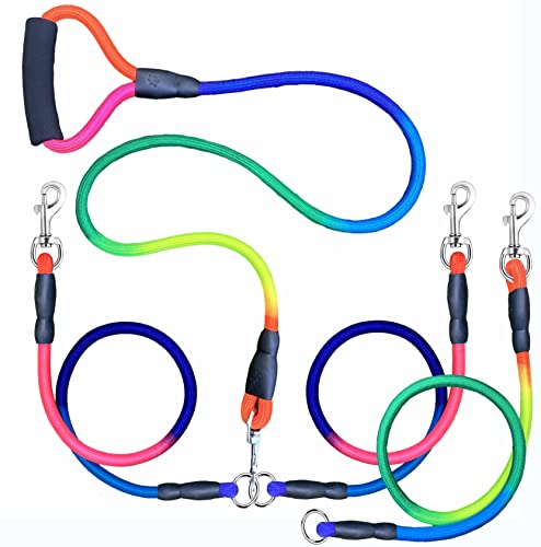 Heavy Duty 3 Dog Leash No Tangle Detachable 360° Swivel Device Multiple Dog Leash with Padded Handle for Two/Three Pets