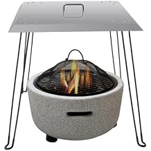 Fire Pit Heat Deflector, 24x24x24 Inch Stainless Steel Fire Pit Cover, Square Burner Cover w/Foldable 4 Legs and Carrying Handle, Outdoor Heat Deflector to Push Heat Down and Out
