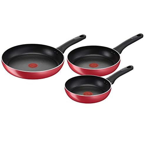 Lagostina Mediterrane keuken anti-aanbakpannenset van aluminium Ø 20/24/28 cm, 3 stuks, inductiekookgerei voor gas en oven, thermo-signaal-kookweergave, ergonomische handgrepen van bakeliet