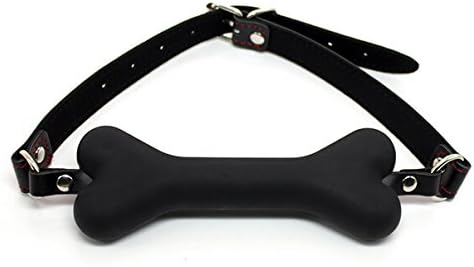 Silicone Bone Gag BDSM Adult Sex Toy Dog Slave Play Game Toy (Black)