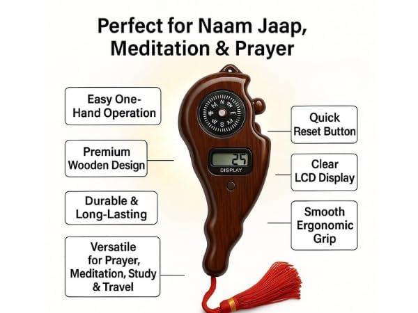 Image of Mantra Jaap Digital Tally Counter with Compass Machine 2pcs Set-1 Multi-Color | Unique Design, Portable Hand Counting, Digital Jap Mala Combo