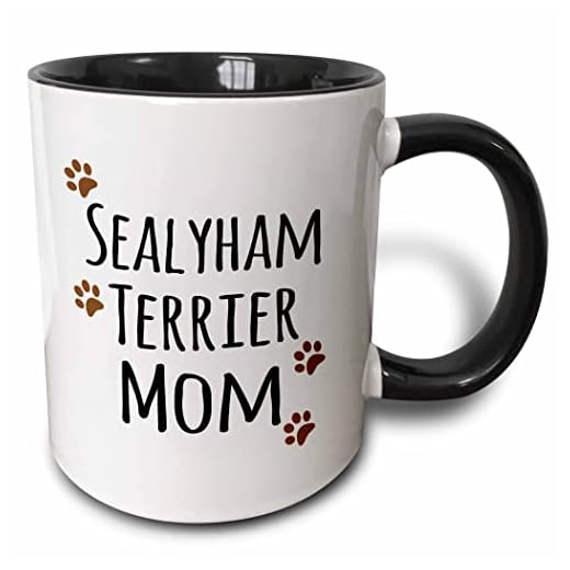 3dRose Sealyham Terrier Dog Mom Mug, 11 oz, Black