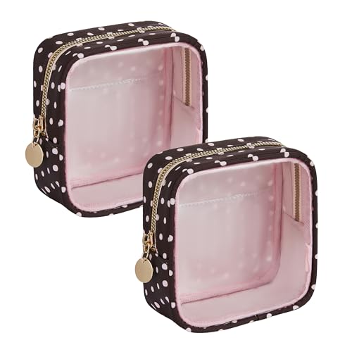 Yarnic Clear Makeup Bag for Purse, Mini Cosmetic Pouch, Small Clear Travel Organizer Case for Women, 2 Pack