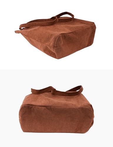 Image of TOPASION Cute Corduroy Tote Bag Canvas Shoulder Handbags for Women Travel Shopping