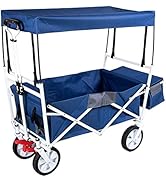 Faltbarer Handwagen mit abnehmbarem Dach & Teleskopgriff, 2 Netztaschen & Kühltasche | Bollerwage...