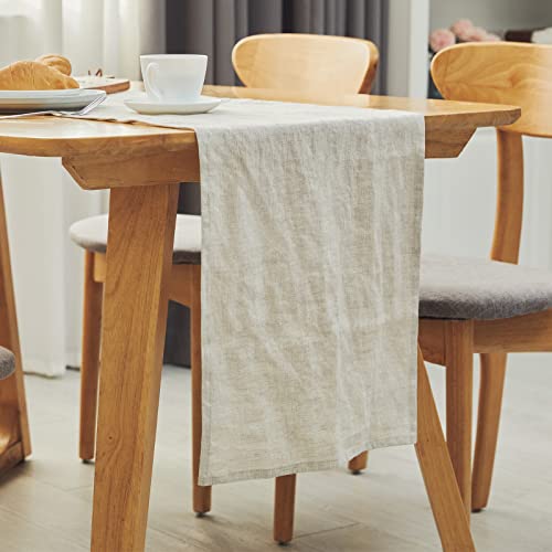 Cussiou Linen Table Runner 14 X 84 Inches – Natural, 100% Pure Linen Table Runner Washable French Flax For Spring, Dining Table, Buffet Parties And Camping, Holiday Kitchen Dining Table Decoration #TOP3