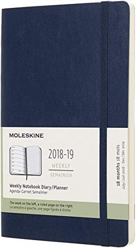 Moleskine Classic 18 Month 2018-2019 Weekly Planner, Soft Cover, Large (5" x 8.25") Sapphire Blue