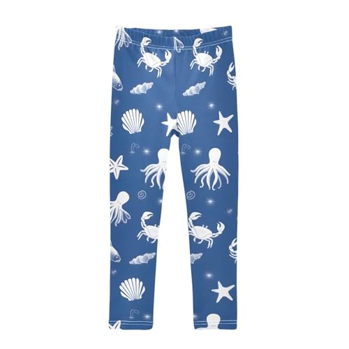 ALAZA Girls' Leggings Children's Yoga Pants Skinny Printed Dance Marine Animals Cute Comfortable 4T