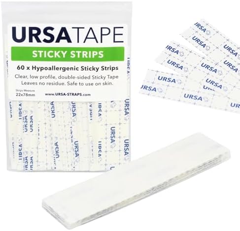 URSA Sticky Strips, Clear Double Sided Tapes for Clothes - Pack of 60