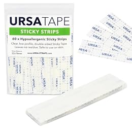 URSA Sticky Strips - Pack of 60 | Clear Double Sided Tapes for Clothes | No-Residue Fashion Tape for Wigs, Deep Necklines, Costumes & Shoes | Body Tape for Delicate Skin | Strong Cloth Adhesive