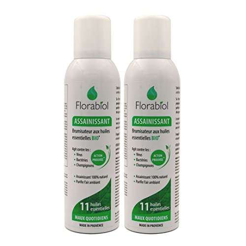 Florabiol - Lot de 2 Sprays Assainissants Anti-Odeurs aux 11 Huiles Essentielles - Efficace contre les Virus, Bactéries et les Champignons - Citron, Pamplemousse, Orange - Sans gaz propulseur - 150 ml Cover