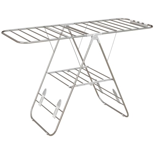 HOMCOM Séchoir à Linge sur Pieds Pliable étendoir 2 Niveaux Ajustables dim. 148L x 60,5l x 98H cm