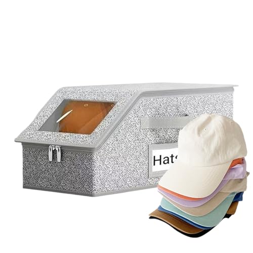 Organisateur de Casquettes de Baseball, Boîtes de Rangement Empilables pour 24 Casquettes - Contenants de Stockage, Conteneurs de Rangement pour Placard avec Couvercle Transparent Grande Capacité