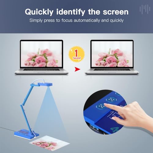 ShuOne 15MP HD USB Document Camera-Manual/Auto Focus for Teaching, Conferences, Online Classes, Live Broadcasts, Distance Learning with 360° All-Round Adjustment LED Light
