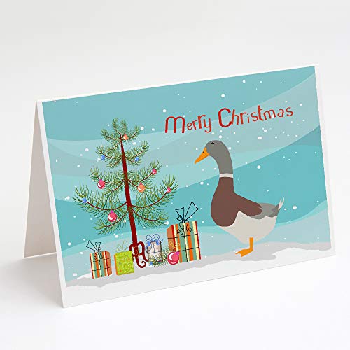 Caroline's Treasures BB9230GCA7P Saxony Sachsenente Duck Christmas Greeting Cards and Envelopes Pack of 8, Teal Blank Cards with Envelopes Whimsical A7 Size 5x7 Blank Note Cards