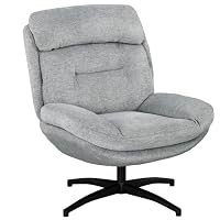 HOMCOM Fauteuil pivotant Salon avec Large Assise, Rembourrage épais, Gris