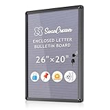 S SWANCROWN Enclosed Bulletin Board with Locking Door 26x20 in, Lockable Felt Letter Board Sign Tamperproof...