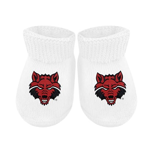 Baby Bootie Sock - Arkansas Red Wolves - White - Newborn - 6 Mos