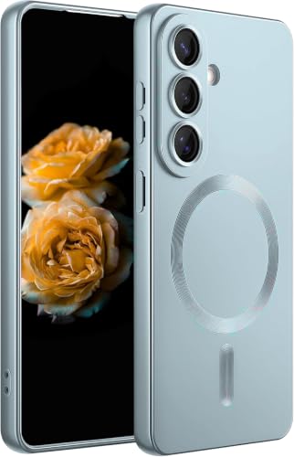 Image of DIZORO Samsung S26 Case, Compatible with Mag Safe Back Cover, Matte Luxury Metallic Luster Flexible TPU Wireless Charging Shockproof Case with Camera Protector (Metallic Silver)