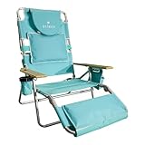 Ostrich Deluxe Reclining Lounge Chair, 3 in 1 Folding Outdoor Beach Lounger, Aqua - Heavy-Duty Portable Chair for Lawn, Pool, Patio, and Yard