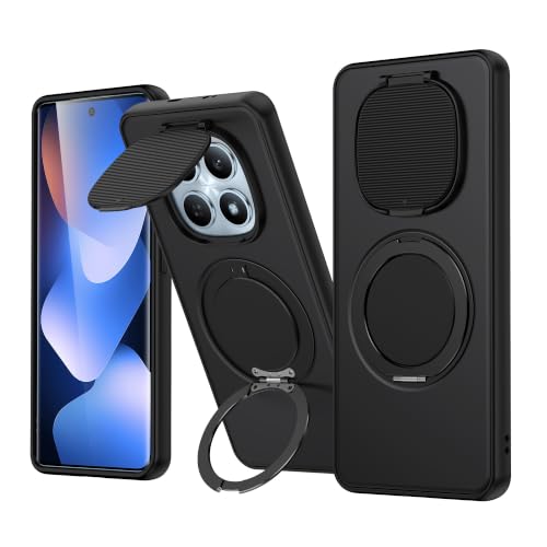 Image of SPAZY CASE Redmi Note 15 Back Cover|Premium Magnetic Ring Stand Case with Camera Protection Slider|360 Rotating Kickstand|Slim & Strong Grip Phone Case for Redmi Note 15-Black