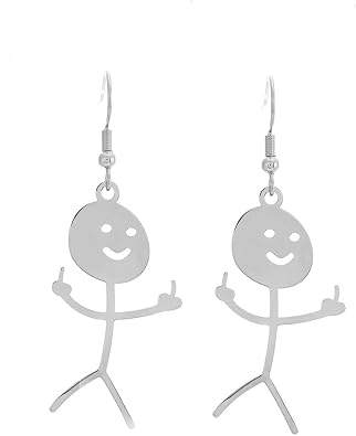 LLYANZ Gold Plating Funny Middle Finger Stickman Pendant Necklace