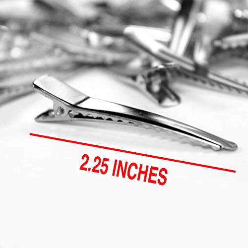 Adorox 100 Piece 2.5 Inch Silver Alligator Hair Clips #TOP2