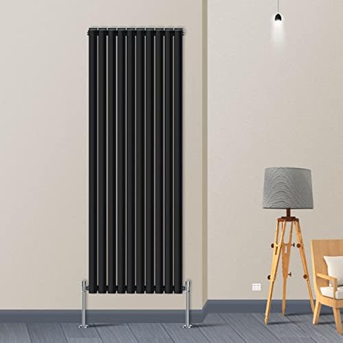 Warmehaus Horizontal Column Designer Radiator Oval Flat Panel Double White 600 x 590mm - Modern Central Heating Space Saving Radiators - Perfect for Bathrooms, Kitchen, Hallway, Living Room