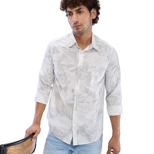 Image of Spykar Men's Slim Fit N /A Full Sleeve Printed Casual Shirts