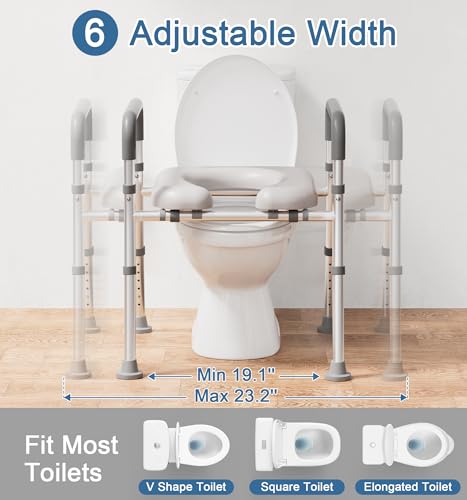 Soundfuse Toilet Seat Riser for Seniors, FSA HSA Eligible Raised Toilet Seat with Handles, Adjustable Height & Width, 400lb Handicap Elevated Toilet Seat, Fit Any Toilet - Thumbnail 3