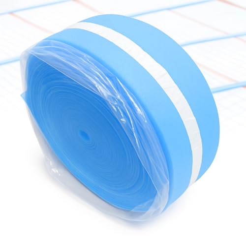 4INSTALATOR Bandes isolantes de 50 mètres pour chauffage par le sol | 150 x 8 mm | 2 rouleaux | avec languette adhésive | Bandes isolantes autocollantes pour bords | Chauffage au sol | Bleu | Durable