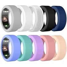 TiMOVO 10 حزمة غطاء حلقة متوافق مع Oura Ring Gen 4/Gen 3، المضادة للخدش مرنة سيليكون Oura Ring حامي القضية العمل خارج الملحقات للنساء الرجال، S ل 6 7 8 9 10، الملونة