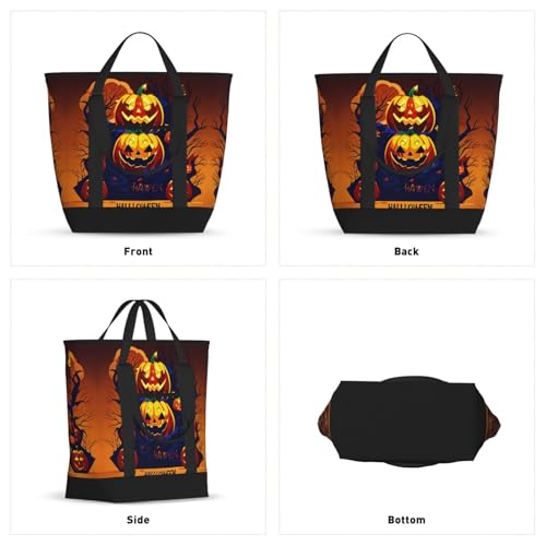 Sac isotherme grande capacité Halloween noir réutilisable courses