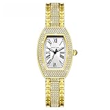 DAXIAOYU Ladies' Gold Watch Exquisite Diamond Inlaid Ladies' Quartz Watch Stainless Steel Strap Fashion Simulation Watch Luxury Bracelet (Gold White)