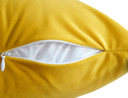 Lutanky Velvet Cushion covers (Pack of 2) Soft Throw Pillow Cases Decorative Square Cushion Cover for Sofa Home Decor 18" X 18" 45 x 45 cm(dark yellow, 2 pieces)